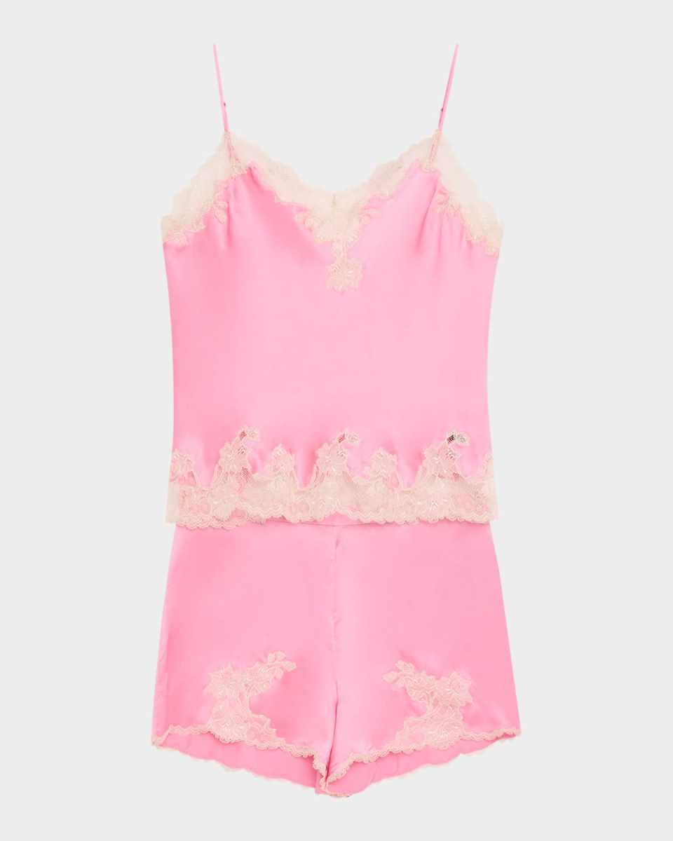 Lolita Lace-Trim Silk Pajama Set